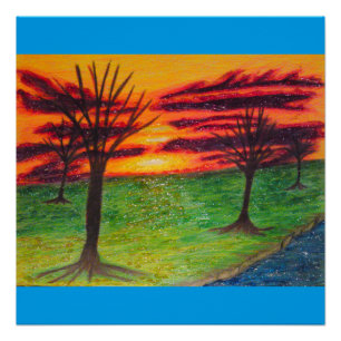 Poster parfait du coucher de soleil de Glittery