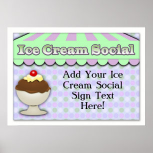 Poster Parfait pourpre/vert de Social de crème glacée, de