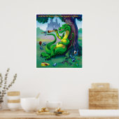 Poster Parfois, le dragon gagne l'impression verte (Cuisine)