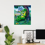 Poster Parfois, le dragon gagne l'impression verte (Bureau à domicile)