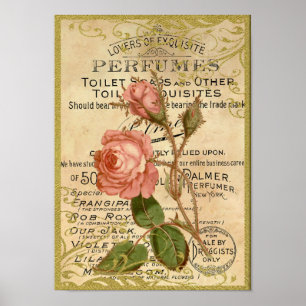 Poster Parfum Rose antique