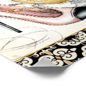 Poster Parfum, rouge à lèvres et une chaussure à talons h (Coin)