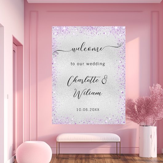 Poster Parfum violet mariage bienvenue