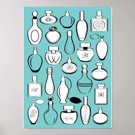 Poster Parfums de luxe encadrés - bleu (Devant)
