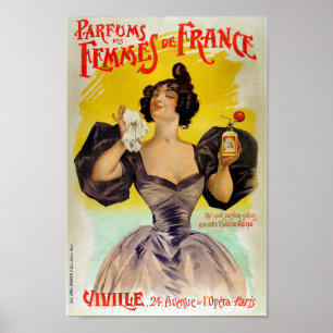 Poster Parfums de publicité vintage française des Femmes 