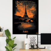Poster Paris à Dusk - Charcoal Monochrome Art - Elegant (Bureau à domicile)