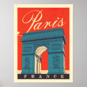 Poster Paris Arc de Triomphe Voyage vintage France