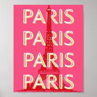 Paris, Art du voyage, Art du voyage rétro, Rose
