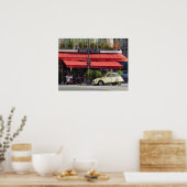 Poster Paris Café et vieille Citroën Car (Cuisine)