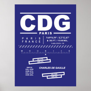 Poster Paris Charles De Gaulle Aéroport CDG