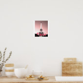 Poster Paris Eiffel Tower Pink (Cuisine)