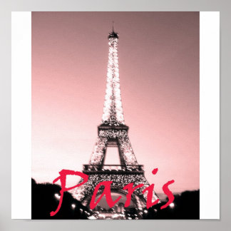 Poster Paris Eiffel Tower Pink