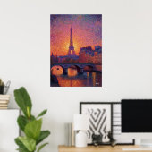 Poster Paris Eiffel Tower Pointillism Sunset Cityscape Ar (Bureau à domicile)