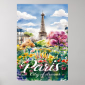 Poster Paris En Fleur : Un rêve d'aquarelle (Devant)