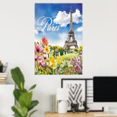 Poster Paris en fleurs (Bureau à domicile)