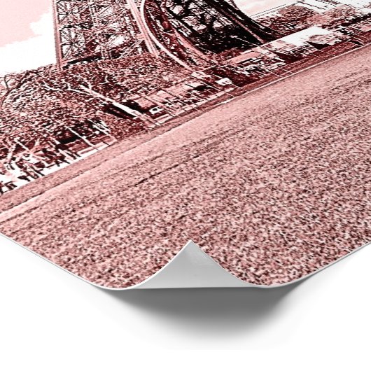 Poster Paris en rose, Eiffel Towea (Coin)
