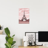 Poster Paris en rose, Eiffel Towea (Bureau à domicile)