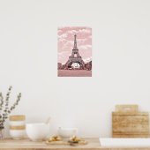 Poster Paris en rose, Eiffel Towea (Cuisine)