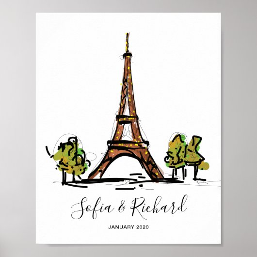 Poster Paris Fiançailles, cadeau d'anniversaire (Devant)