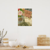 Poster Paris France Art Antique Collage Eiffel Français (Cuisine)
