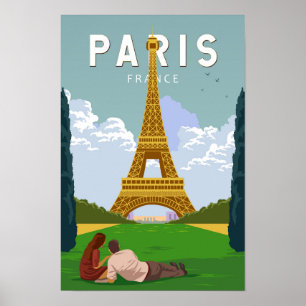 Poster Paris France Art de Voyage Rétro Vintage