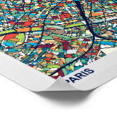 Poster Paris France | Carte colorée (Coin)