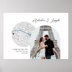 Poster Paris France Carte Mariage Fiançailles Photo Cadea