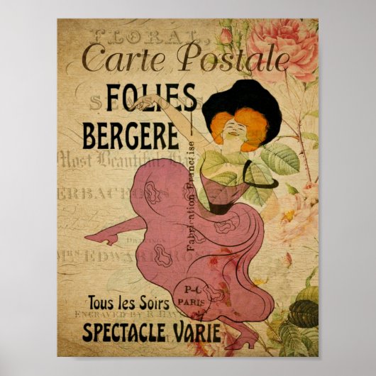 Poster Paris France Danseur Vintage Can-Can (Devant)