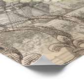 Poster Paris France Jolie fille Eiffel (Coin)