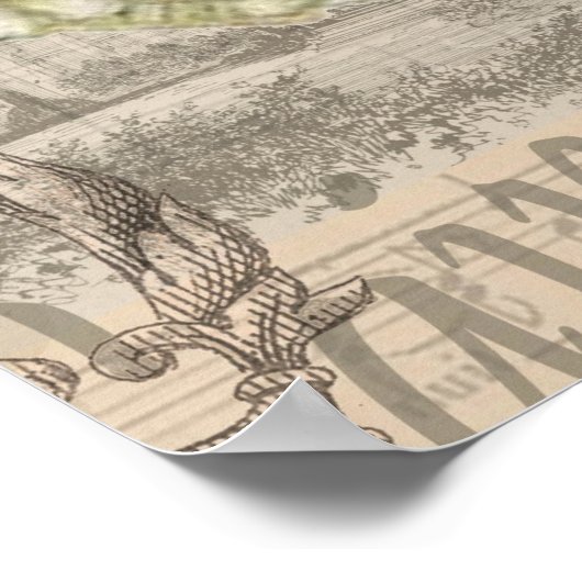 Poster Paris France Jolie fille Eiffel (Coin)