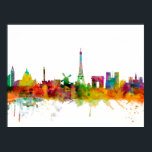 Poster Paris France Skyline<br><div class="desc">Impression d'art aquarelle de l'horizon de Paris,  France</div>