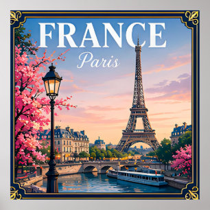 Poster 🗼 Paris France Souvenir de voyage à la Tour Eiffe