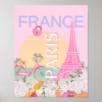 Paris, France, Travel Art, Preppy, Pastel, Rose