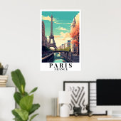 Poster Paris France Vintage Travel Eiffel Tower Art (Bureau à domicile)