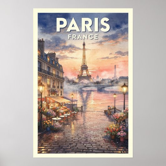 Poster Paris France Voyage Rétro (Devant)