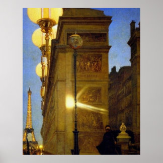 Poster Paris journée art tôt le matin Tour Eiffel