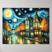 Poster Paris la nuit dans le style Van Gogh (Devant)