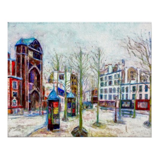 Poster Paris, la Place des Abbesses (Devant)