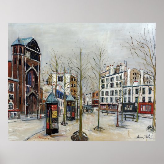 Poster Paris, la Place des Abbesses; Utrillo (Devant)