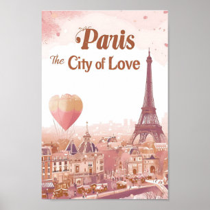 Poster Paris la ville de l'amour Art Travel Illustration