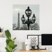 Poster Paris Lamp Post et la Tour Eiffel en hiver (Bureau à domicile)