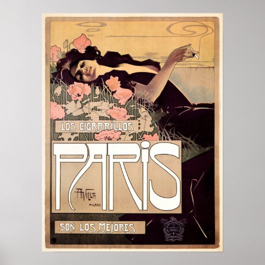 Poster PARIS Los Cigarillos 1901 par Artiste Alearning Vi (Devant)