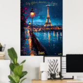 Poster Paris Lumières à Dusk - Art romantique du soir (Bureau à domicile)