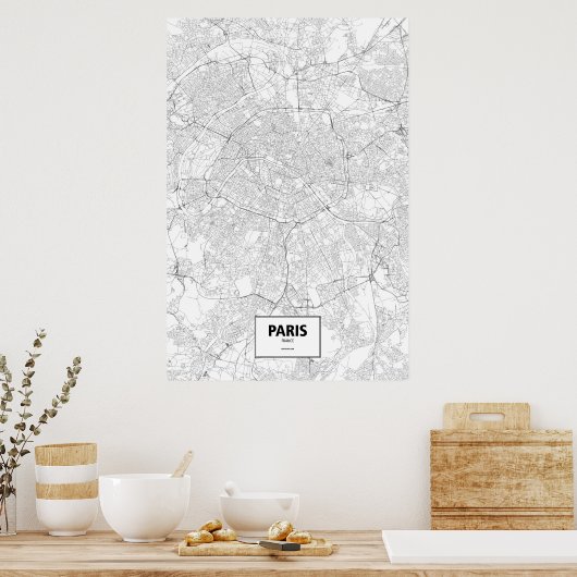 Poster Paris (noir sur blanc) (Cuisine)