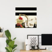 Poster Paris Parfum Rose talons et bâton à lèvres (Bureau à domicile)