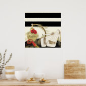 Poster Paris Parfum Rose talons et bâton à lèvres (Cuisine)