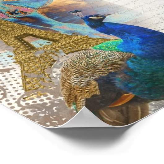 Poster Paris peacock collage (Coin)