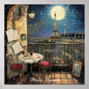 Poster Paris romantique France Illustration de la Tour Ei