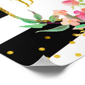 Poster Paris signe d'accueil romantique à fleurs roses (Coin)