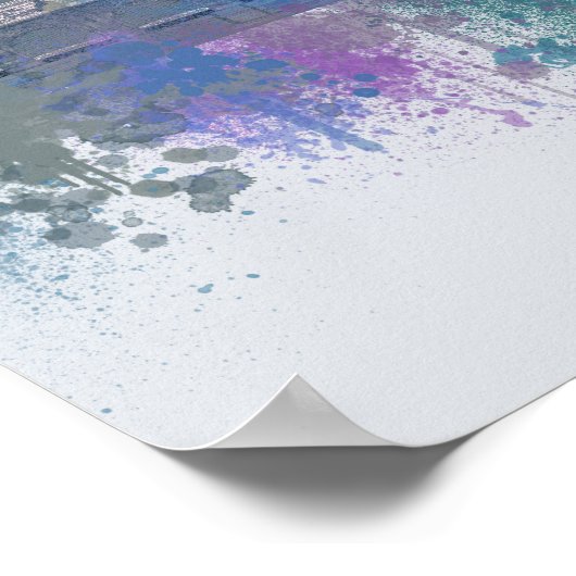 Poster Paris Skyline - Aquarelle bleu (Coin)